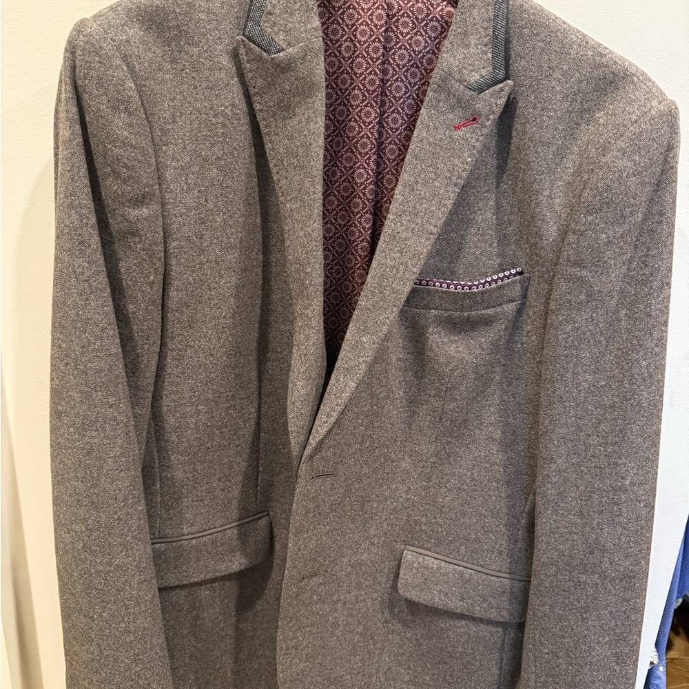 Ted Baker Charcoal Blazer with Patterned Lining